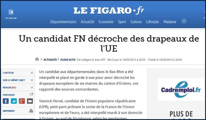 Incompétence, diffamation délibérée ou discret test de notoriété : le Figaro confond le FN et l'UPR
