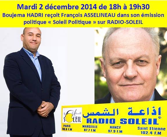 François ASSELINEAU invité de « Soleil politique » de BOUJEMA HADRI sur « Radio Soleil »