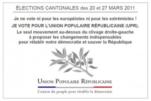 UPR - Bulletin de vote - élections cantonales 2011 - Recto