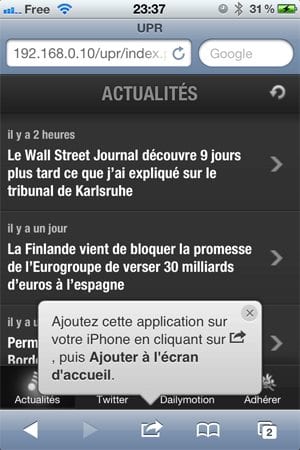Application UPR pour smartphones
