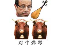 Hollande : Jouer du luth devant des boeufs (对 牛 弹 琴)