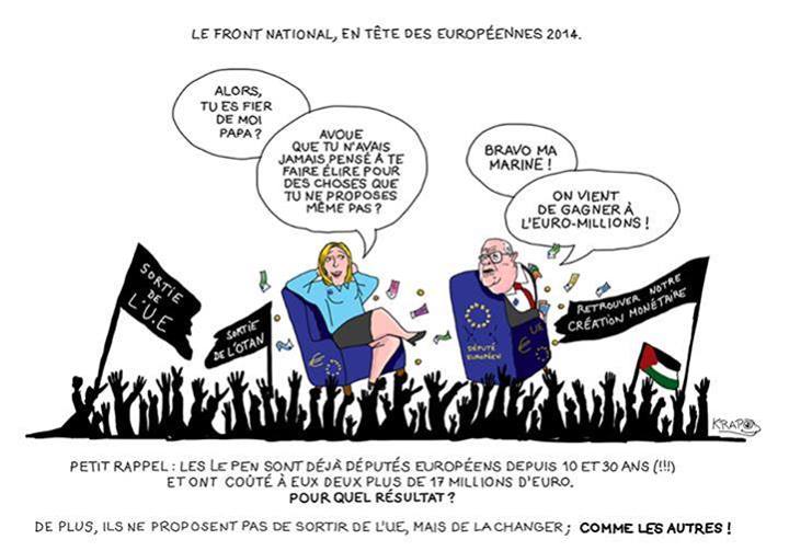 Côté français, M. Le Pen va gaillardement entamer sa 31ème année de député européen payés en gros 15 000 euros par mois net d'impôts, pour ne rien faire. Sa fille va commencer sa 11ème année et son gendre sa 1ère année. Côté français, M. Le Pen va gaillardement entamer sa 31ème année de député européen payés en gros 15 000 euros par mois net d'impôts, pour ne rien faire. Sa fille va commencer sa 11ème année et son gendre sa 1ère année. M. Gollnisch va entamer sa 26ème année à être ainsi payé très grassement à ne rien faire et il a eu le cynisme de reconnaître que c'était au fond la seule raison pour laquelle il restait au Front National