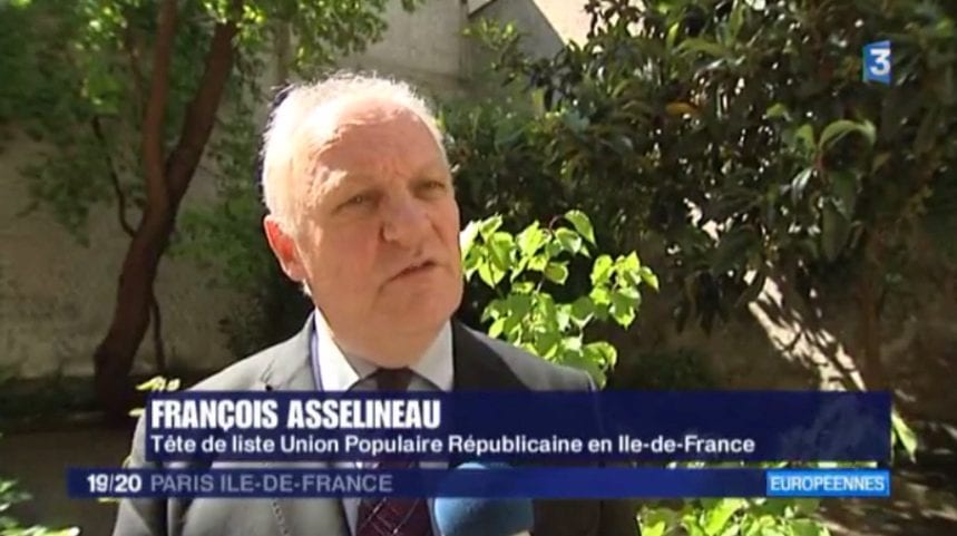 François ASSELINEAU tête de liste européenne UPR pour la circonscription Île-de-France sur France 3