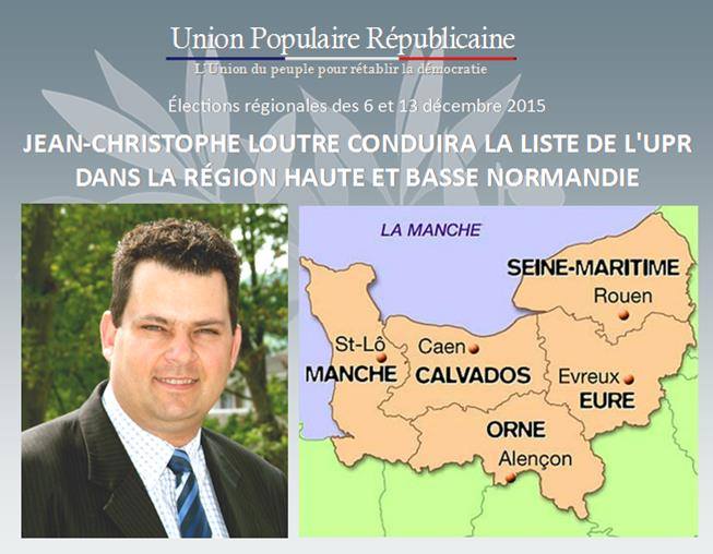 Jean-Christophe Loutre conduira la liste de l'UPR dans la région Haute et Basse Normandie