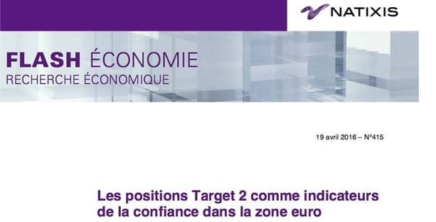 4 ans après l'UPR, l'économiste en chef de la grande banque Natixis vient d'informer ses lecteurs de l'existence de « Target 2 » comme mesure de la fragilité de l'euro