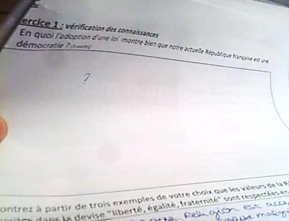 La photo UPR du jour : Brevet blanc Histoire-Géo de l’académie de Versailles, mai 2016