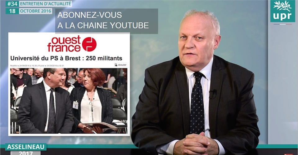 ENTRETIEN D’ACTUALITÉ n°34 DU 18/10/2016. Succès de l'université de l'UPR – CSA et médias – l’ambiguïté des politicards – Sommet de l’élevage – Pologne – Assange – Trump – Otmar Issing.