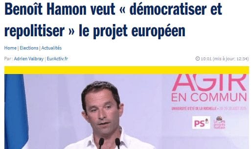 == ELPIS FAIT PSCHITT ! == Benoît Hamon, créateur du nouveau parti « Elpis », vient d'avoir une idée très originale : il propose… une autre Europe !