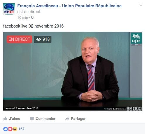 François Asselineau répond en direct à vos questions sur Facebook — 2 novembre 2016