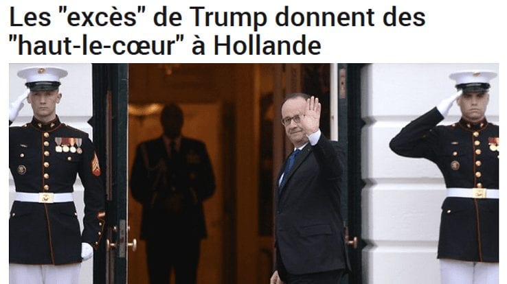 LA FIN PROCHAINE DU RÉGIME HOLLANDE – Après l'élection présidentielle américaine, que va devenir le locataire de l’Élysée qui affirmait, le 2 août dernier, que Donald Trump lui donnait « un sentiment de haut-le cœur » ?