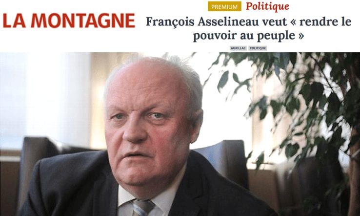 Un article de « LA MONTAGNE » suite à la réunion publique tenue par François Asselineau à Aurillac le dimanche 27 novembre.