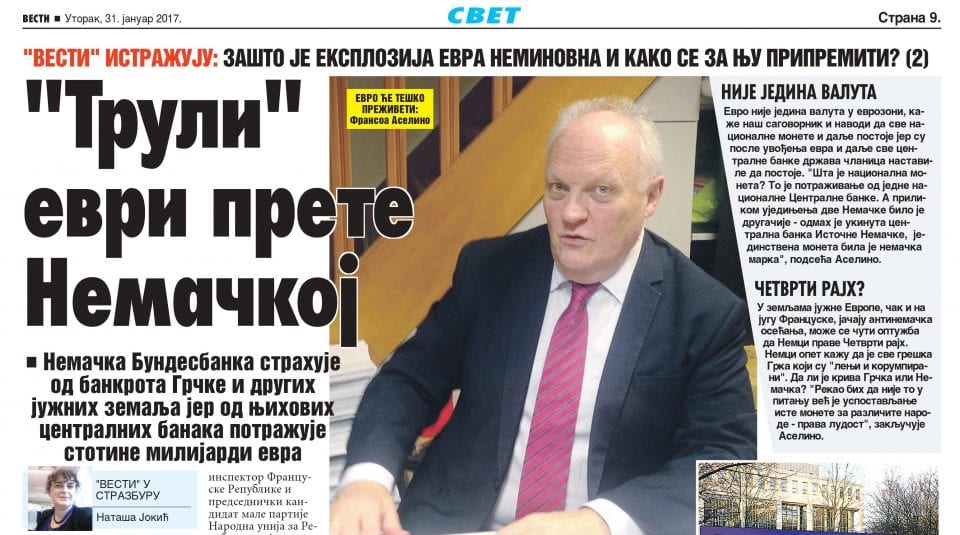 François Asselineau a accordé un entretien au journal serbe Vesti et à Radio Belgrade 1
