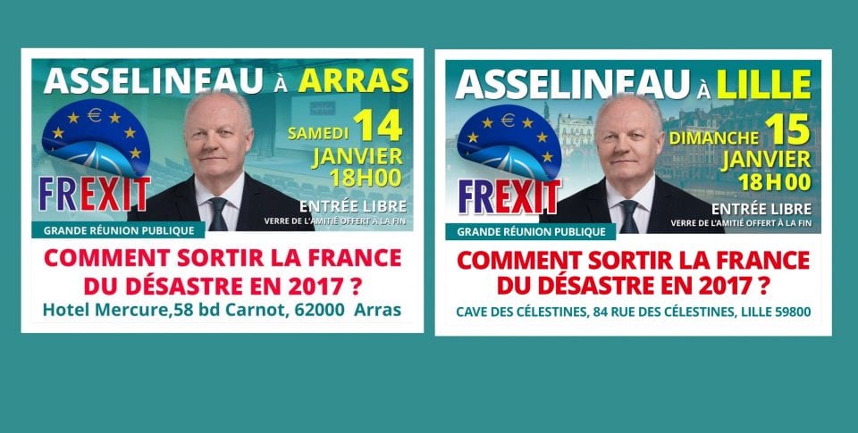 Grandes réunions publiques de François Asselineau dans le Nord Pas-de-Calais