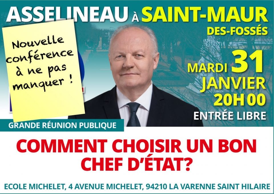 Grande réunion publique de François Asselineau dans le Val de Marne, à Saint-Maur-des-Fossés