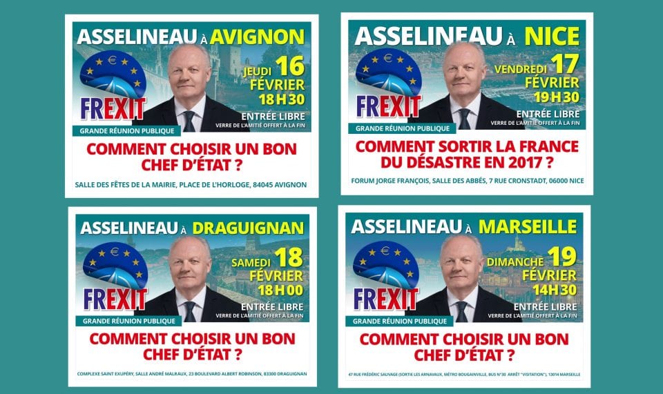 Grandes réunions publiques de François Asselineau en Provence-Alpes-Côte d'Azur