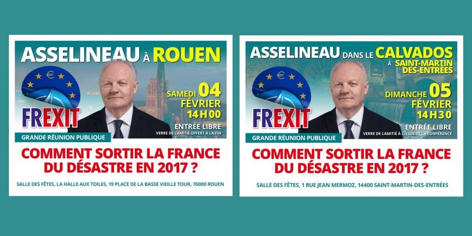 Grandes réunions publiques de François Asselineau en Normandie : Rouen (4 février) et Saint-Martin-des-Entrées (5 février)