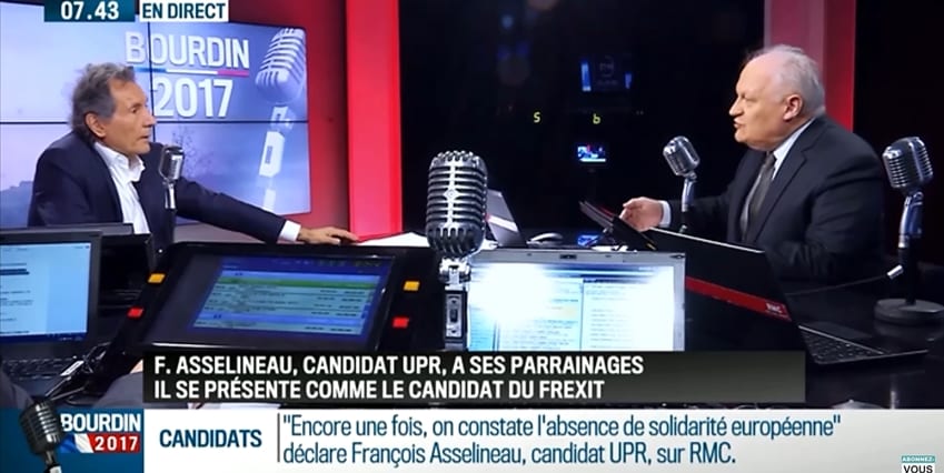 Interview de François Asselineau chez Bourdin Direct sur RMC le 13 mars 2017