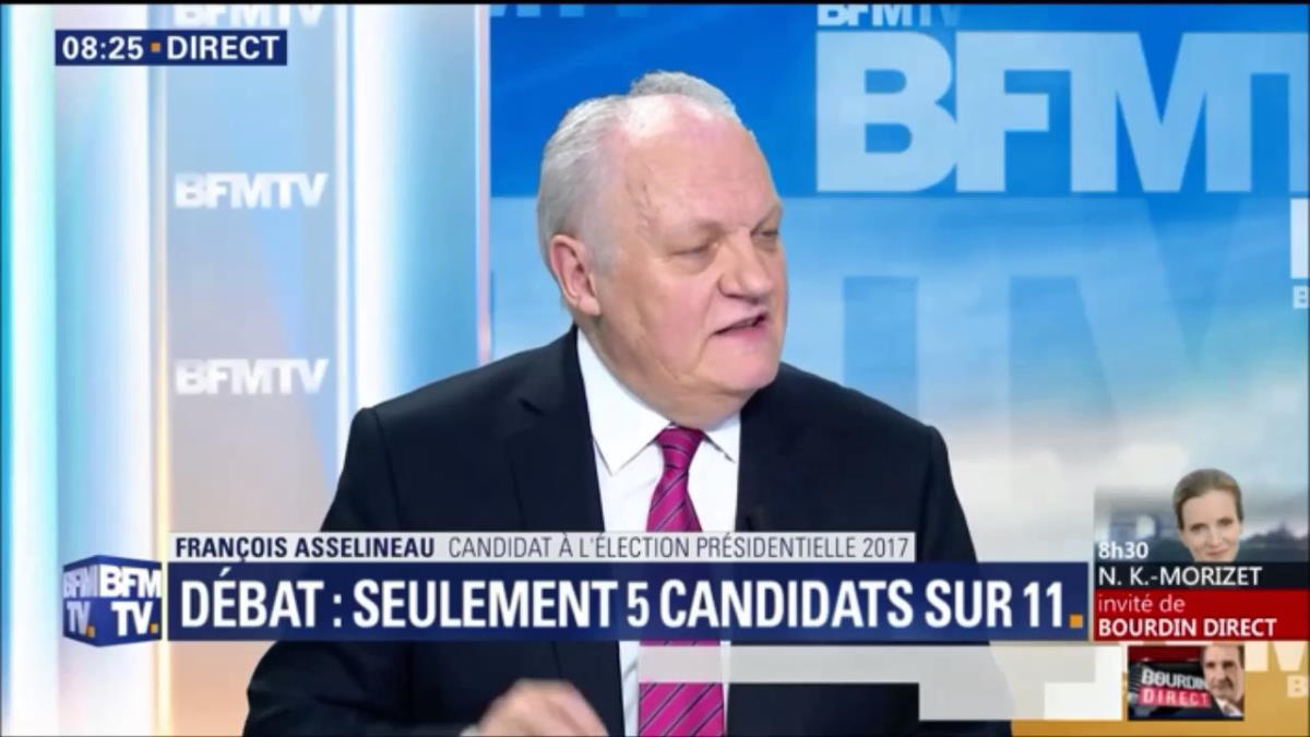 François Asselineau était l'invité de BFM TV le 20 mars 2017