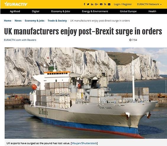 L'industrie britannique enregistre une forte poussée de ses commandes depuis le Brexit