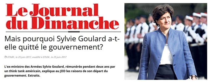 Nouveau scandale : Sylvie Goulard a quitté le gouvernement par peur de nouvelles révélations : avant de devenir ministre des armées, elle s’était fait payer, pendant plus de 2 ans, 10 000 dollars par mois par un « think tank » américain