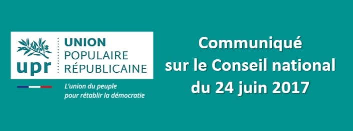 Communiqué sur le Conseil national de l’UPR du 24 juin 2017