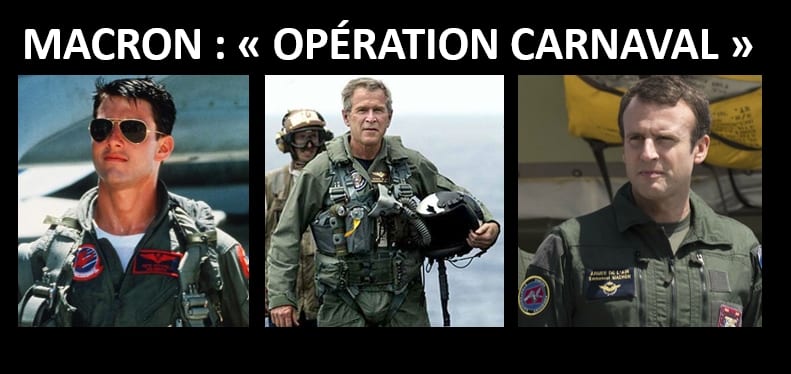 == OPÉRATION CARNAVAL == déguisé en militaire à Istres, Macron enfreint le Code pénal et révèle une nouvelle fois des aspects inquiétants de sa personnalité.