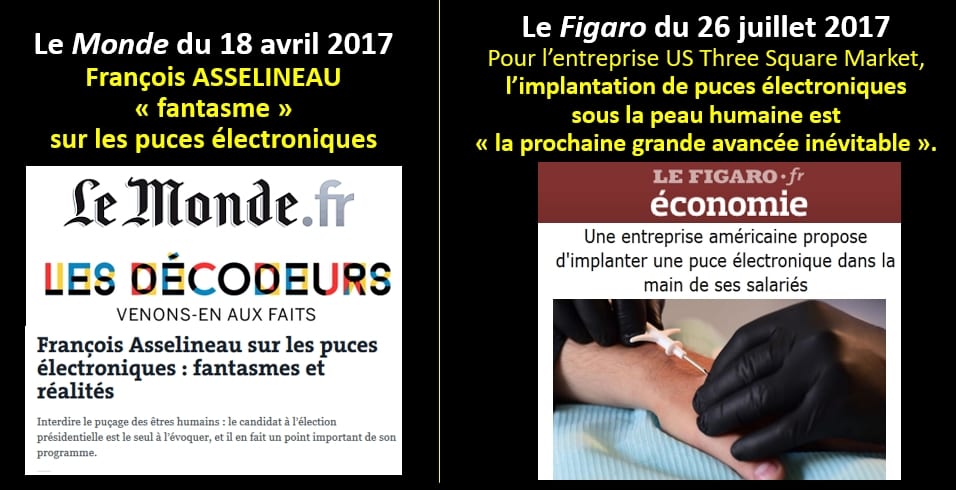 == PUCES RFID ET LIBERTÉS PUBLIQUES == Malgré les sarcasmes du journal Le Monde pendant la campagne présidentielle, les événements donnent encore une fois raison à l’UPR.