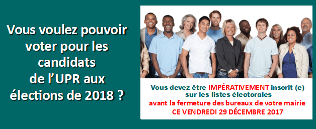 Inscrivez-vous sur les listes électorales avant le 29 décembre