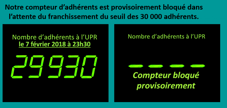 === L'UPR VA BIENTÔT FÊTER SON 30 000e ADHÉRENT ! ===