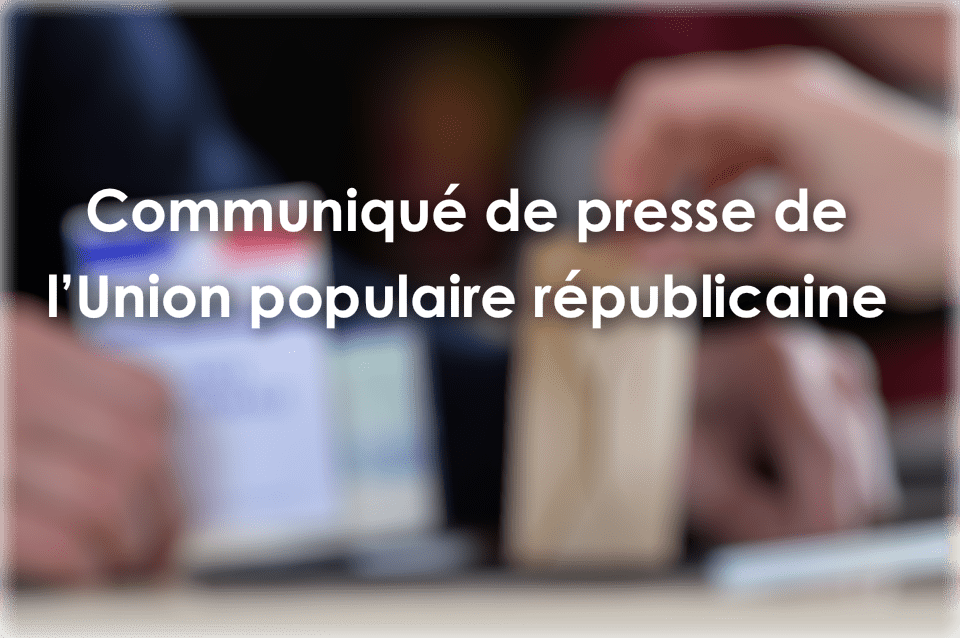 COMMUNIQUÉ DE PRESSE : L'UPR progresse et obtient 1,07% des suffrages à l'élection législative partielle de Haute-Garonne