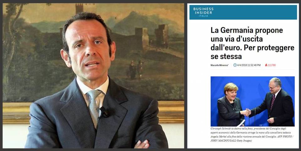 L’ALLEMAGNE PROPOSE UNE VOIE DE SORTIE DE L'EURO. POUR SE PROTÉGER ELLE-MÊME. = Un article de l'économiste italien Marcello Minenna, traduit par Vincent Brousseau.