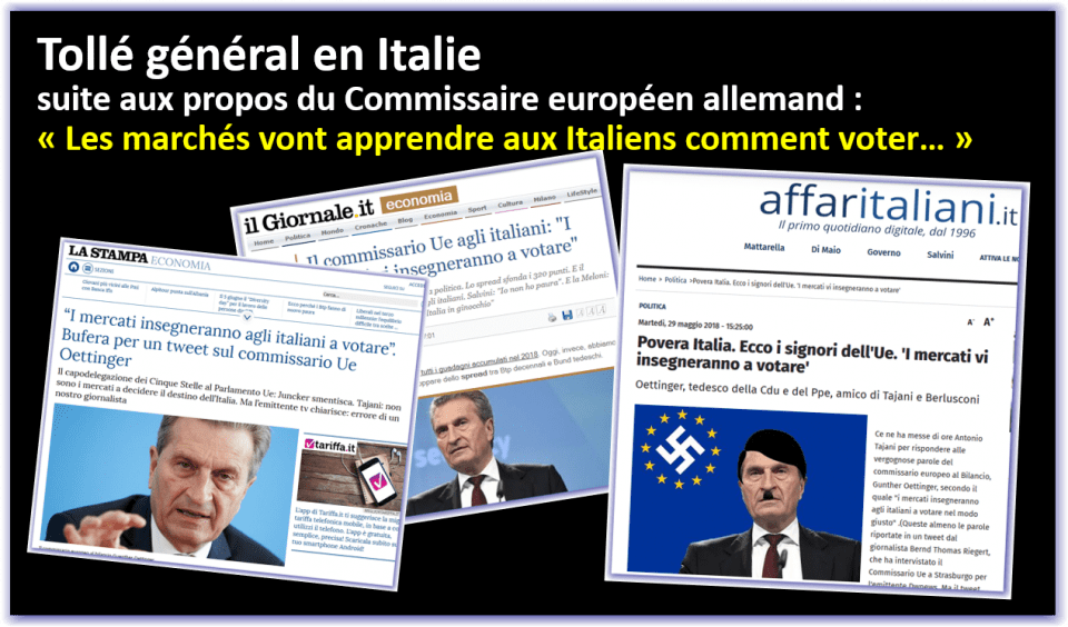 == Communiqué de presse == HALTE A L'EURODICTATURE ! L'UPR demande à la France d'exiger la démission immédiate du Commissaire européen allemand Günther Oettinger.