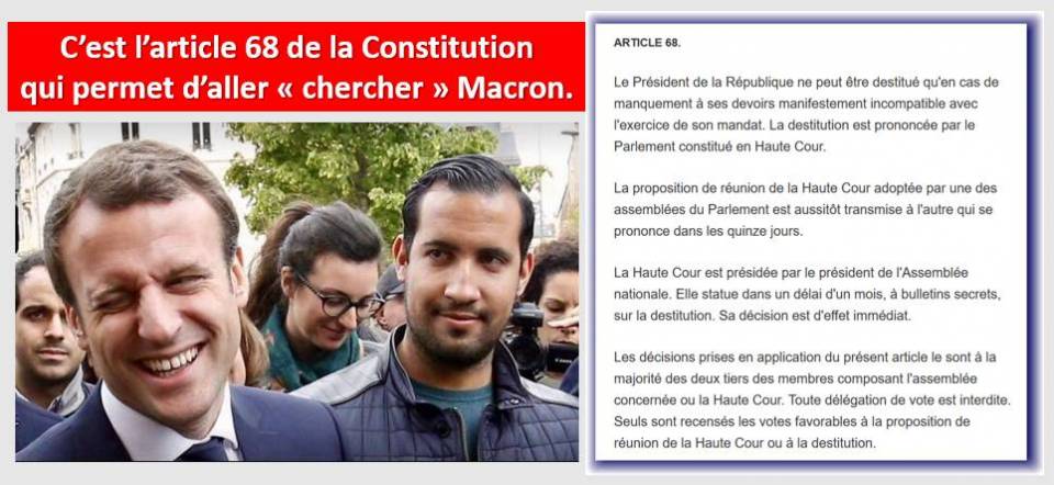 L’UPR demande à l’opposition parlementaire d’aller « chercher » Macron en entamant la procédure de destitution prévue par l'article 68 de la Constitution.