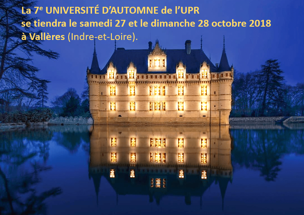 Notre 7ème Université d'automne se tiendra les 27 et 28 octobre 2018 à Vallères en Indre-et-Loire