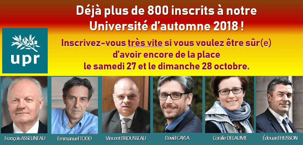 Rappel : inscrivez-vous à l’Université d’automne 2018 de l’UPR !