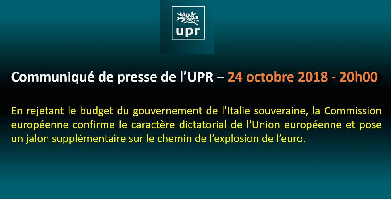 Rejet du budget de l'Italie par la Commission européenne – 24 octobre 2018