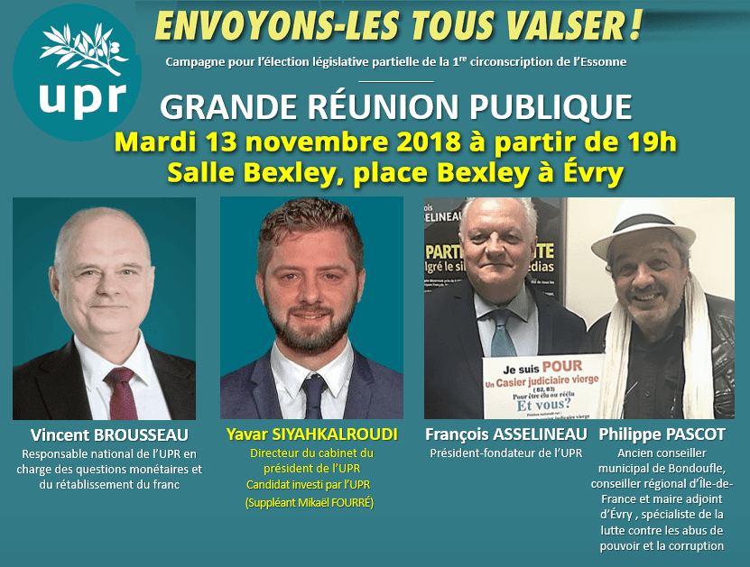 GRANDE RÉUNION PUBLIQUE DE CAMPAGNE ÉLECTORALE CE MARDI 13 NOVEMBRE À 19H00 dans la salle Bexley, place Bexley à Évry (91)