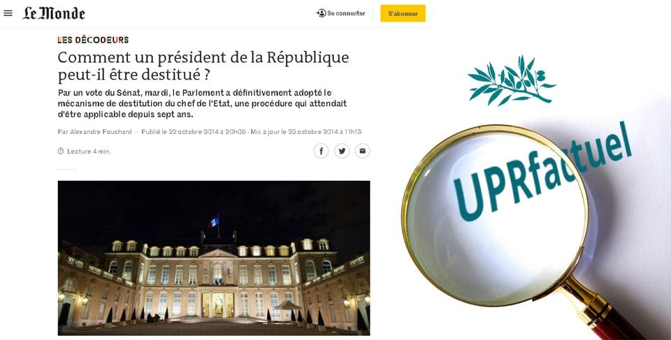Le flou de Le Monde sur la destitution présidentielle par l’article 68