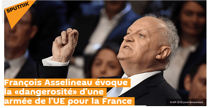 François Asselineau interrogé par Sputnik sur le projet d'armée européenne de Macron.