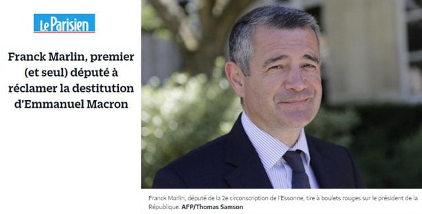 Le journal « LE PARISIEN » consacre un article correct et précis à notre demande de lancement de la procédure de destitution de Macron.
