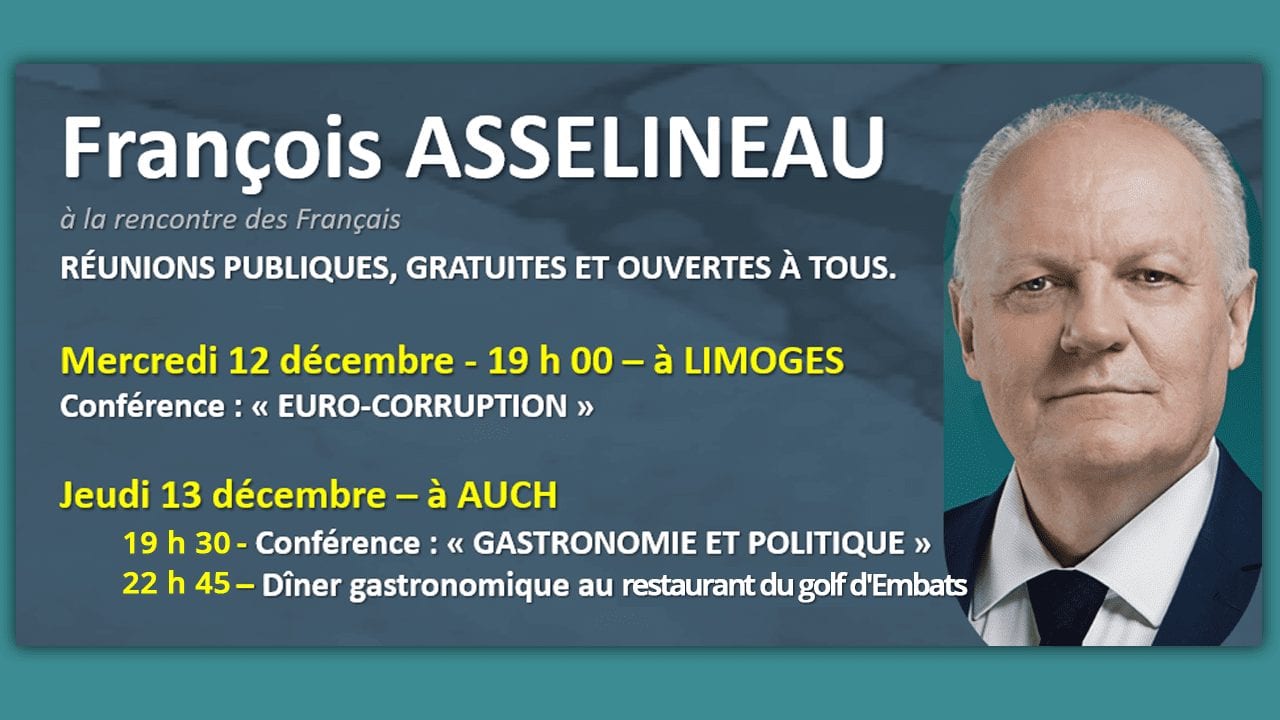 Venez à la rencontre de François Asselineau et découvrez ses conférences, avec ses 2 prochaines dates à Limoges et à Auch