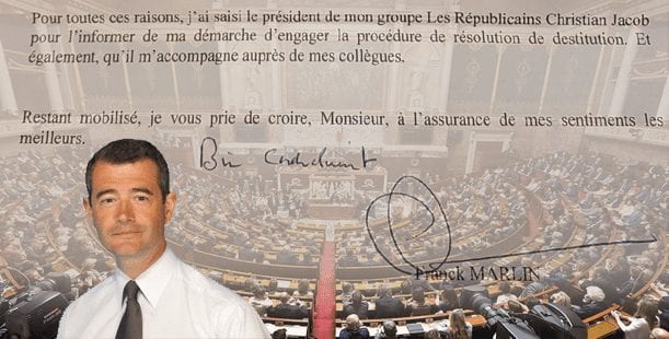 M. Franck Marlin, député LR de l'Essonne, est le premier parlementaire à répondre favorablement à notre demande de lancement de la procédure de destitution de Macron.