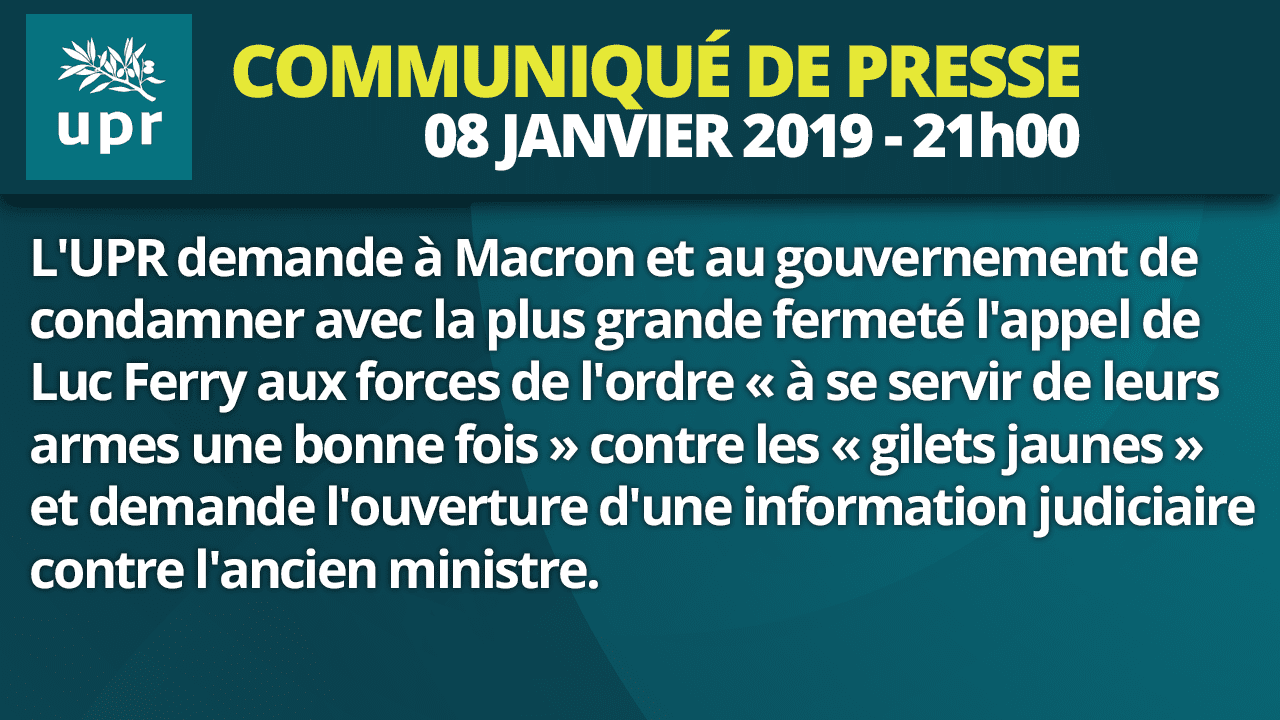 Il faut condamner l'appel de Luc Ferry aux forces de l'ordre à se servir de leurs armes !