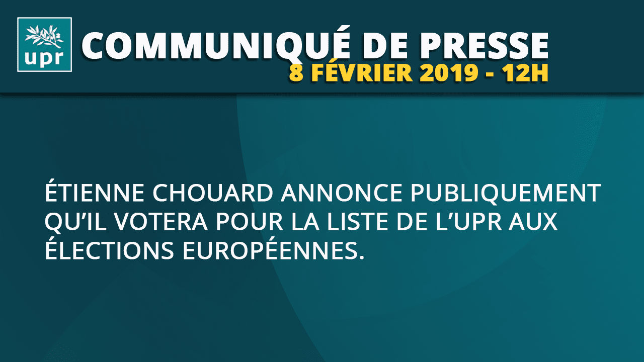 Étienne Chouard annonce publiquement qu'il votera pour la liste de l'UPR aux Européennes