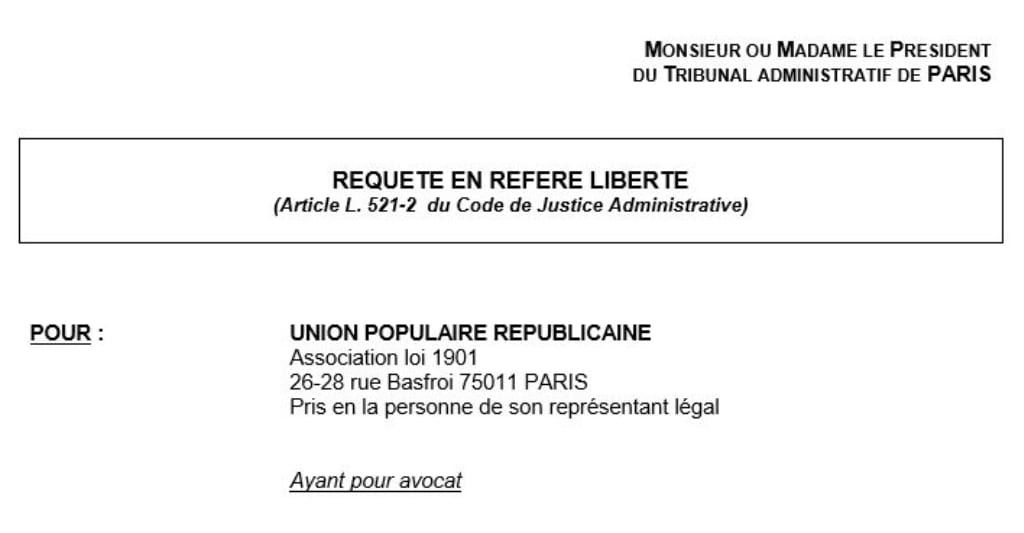 En l'absence de toute réponse de France Télévisions à notre injonction réclamant l'invitation de la tête de liste de l'UPR au débat du 4 avril sur France 2, L'UPR A DEPOSÉ PAR HUISSIER LA MÊME DEMANDE AU CSA ET VIENT DE DÉPOSER UN RÉFÉRÉ-LIBERTÉ AU TRIBUNAL ADMINISTRATIF DE PARIS.