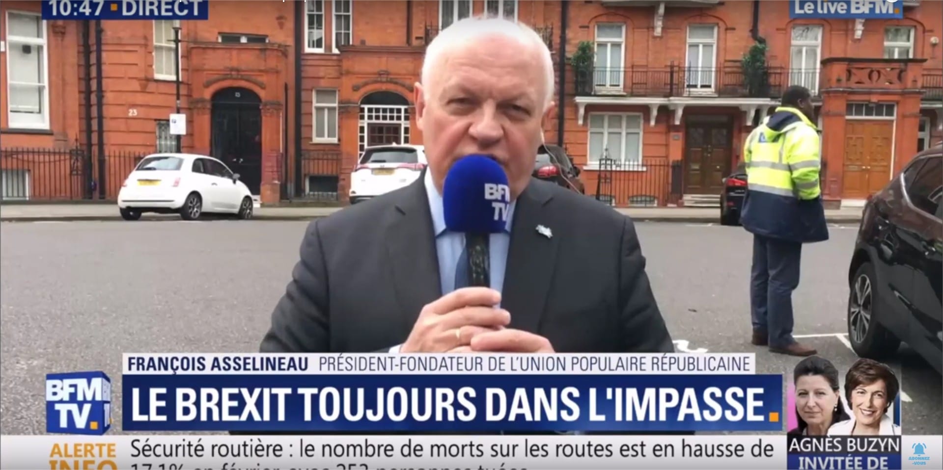 Interview de François Asselineau en direct sur BFMTV depuis Londres à propos du Brexit.