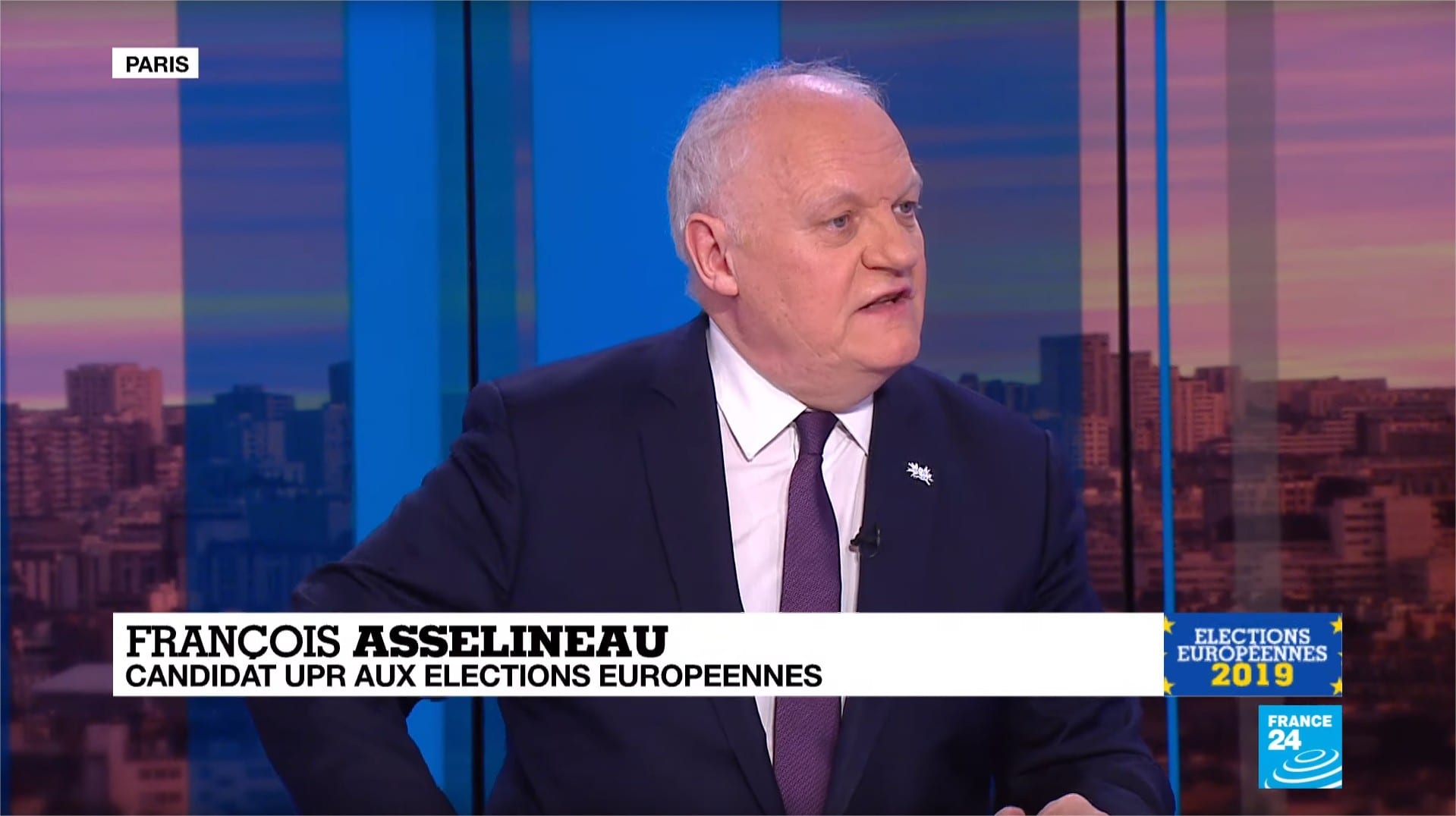 François Asselineau est l'invité de Pauline Paccard sur France 24, ce mardi 30 avril 2019 à 8h15