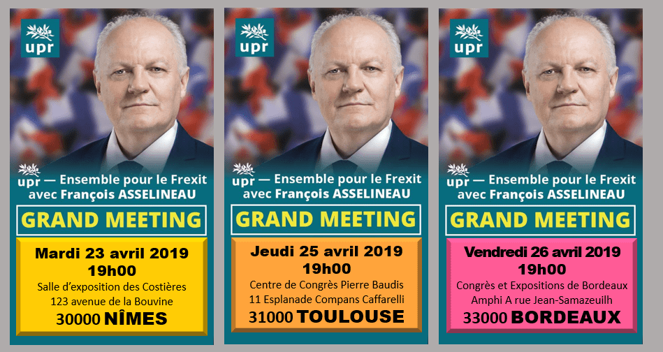 Ne manquez pas les 3 grands meetings de campagne électorale dans le sud de la France : NÎMES, TOULOUSE et BORDEAUX.