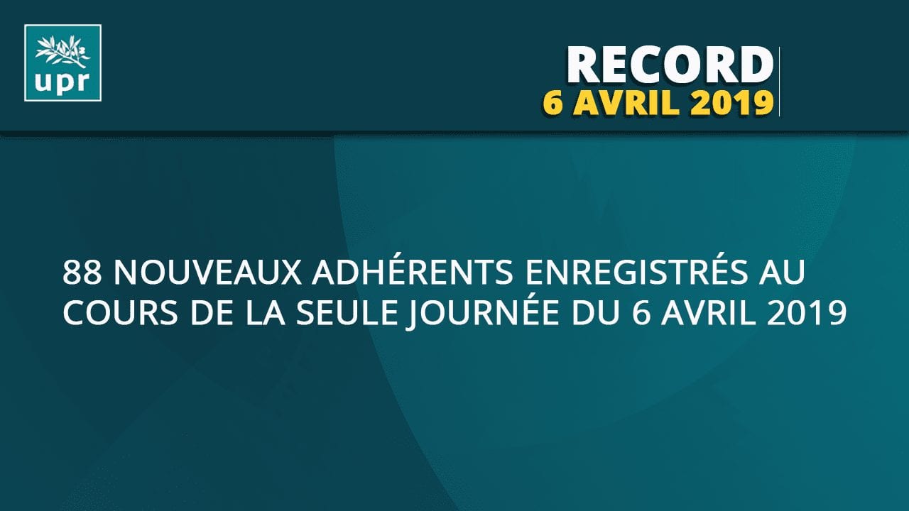 88 nouveaux adhérents ce 6 avril 2019 !