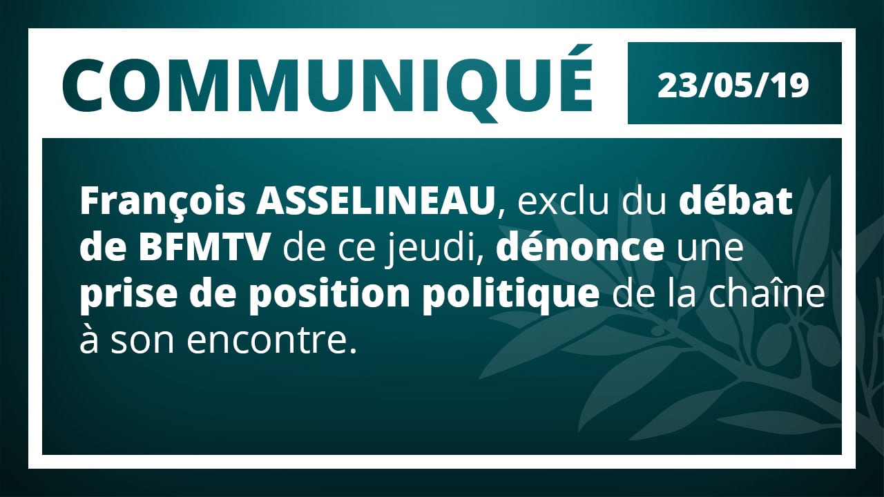 François Asselineau, exclu du débat de BFMTV de ce jeudi, dénonce une prise de position politique de la chaîne à son encontre